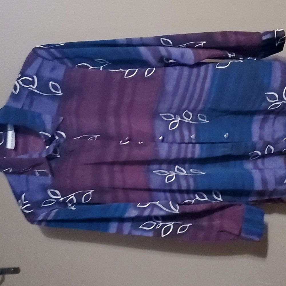 Liz Baker long sleeve button up polyester blouse women's size med